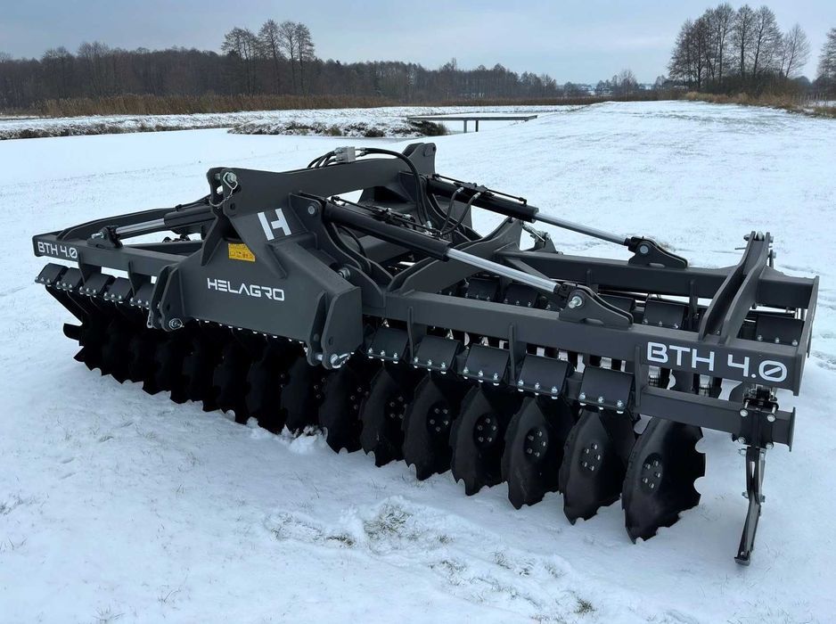 Brona talerzowa hydrauliczna 4,0 m HELAGRO BTH z wózkiem NOWOŚĆ
