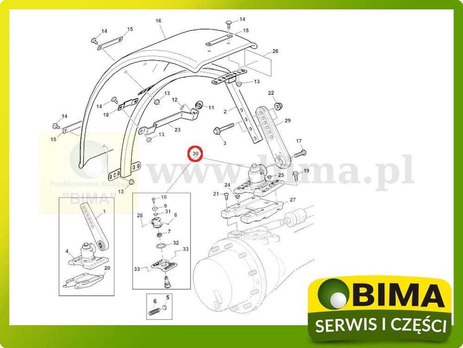 Uchwyt błotnika John Deere prawy mocowanie jd 6330~6320~6430~6830~6120