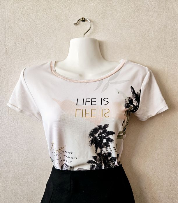 Koszulka T-shirt L 40 lato stradivarius nadruki
