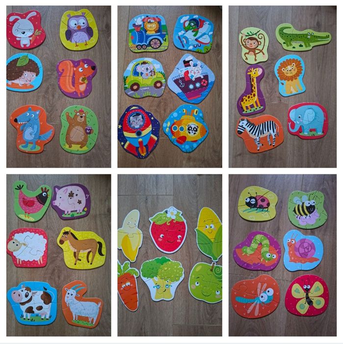 Дитячі пазли картонні, дерев'янні
