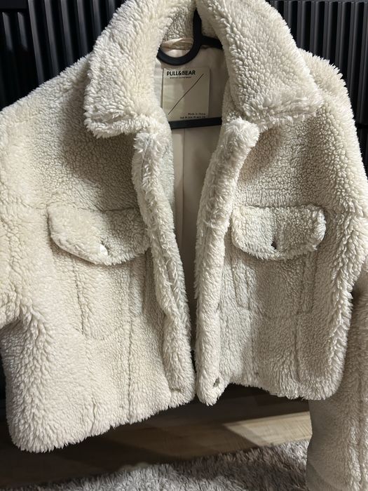 Korzuszek futerko baranek kurtka kremowa rozmiar M damska