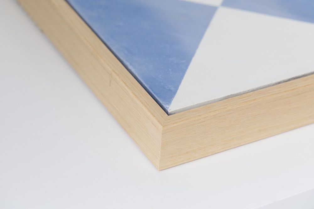 Quadro de azulejos/mosaicos hidráulicos com moldura de carvalho