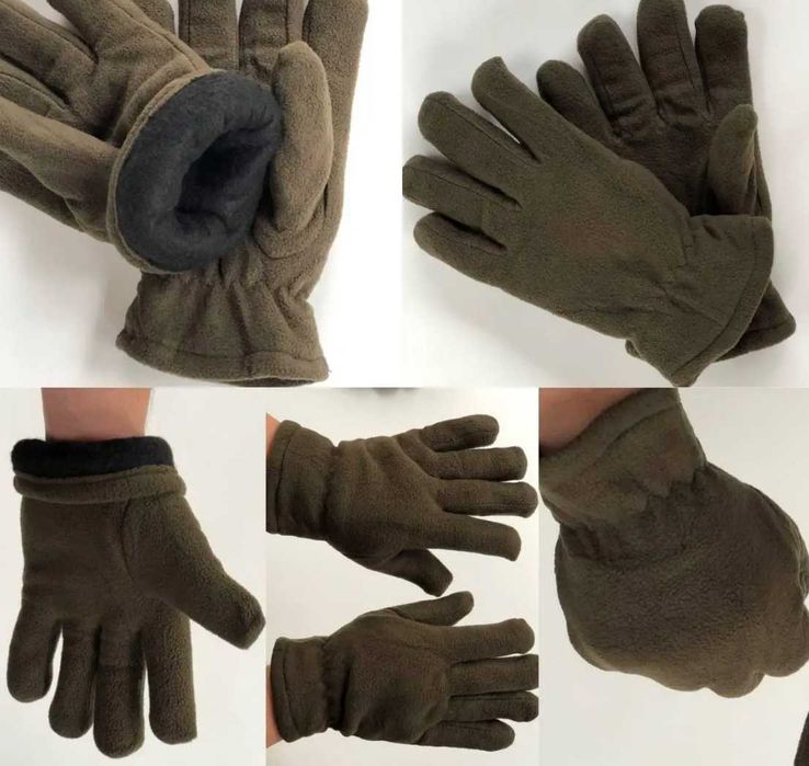 Зимові флісові рукавиці олива двошарові теплі перчатки тактичні фліс