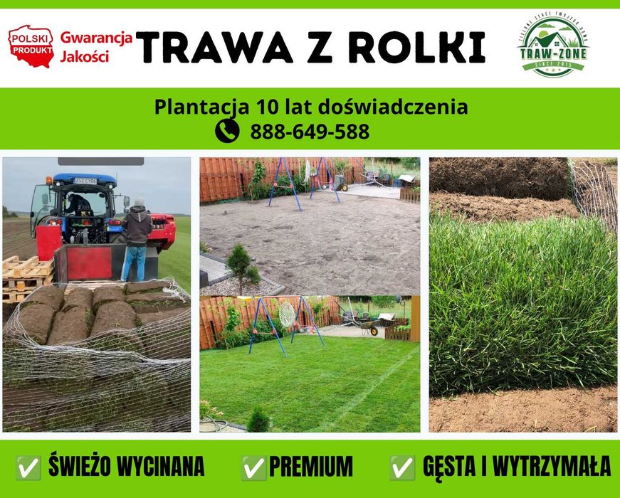 Trawa w rolce 'PREMIUM' 40m² | TRANSPORT pod dom
