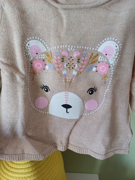 Sweterek miś boho r.68 h&m
