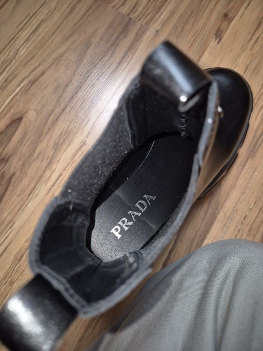 Czarna botki Prada wysokie buty za kostkę black heavy boots winter 38