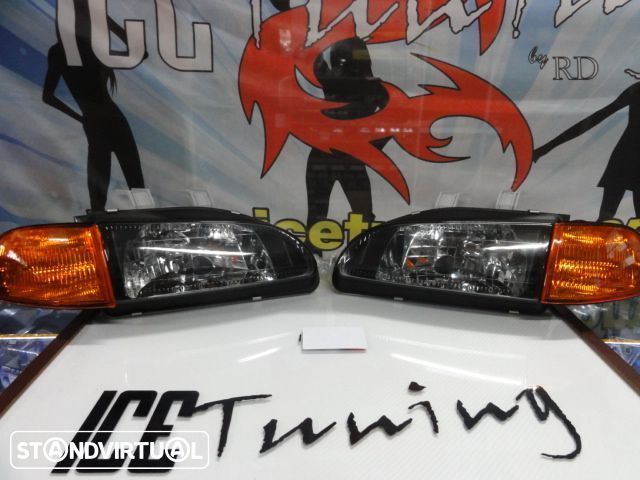 Farois frontais com luz branca 5000k Honda civic 92-95 EG8, EG9, EH8, EH9 JDM Fundo + piscas frontais Honda civic 92-95 4 portas EG8, EG9 fundo