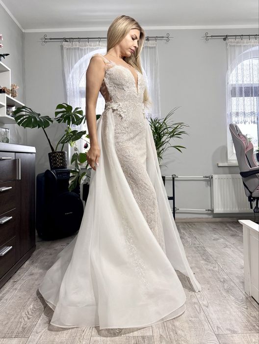 Suknia ślubna syrenka księżniczka z dopinaną spódnicą