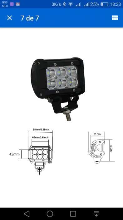 2 projectores LED 18W - Novos