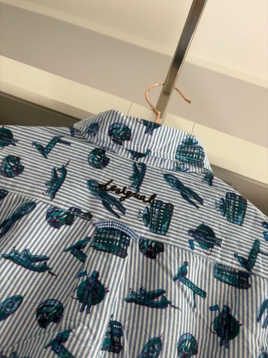 Moda męska - koszula długi rękaw. Błękitna w prążki.