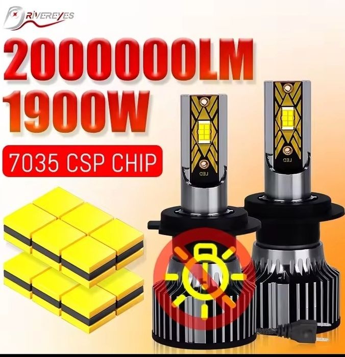 Lâmpadas LED H7 1900w de alta luminusidade