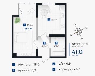 Продається 1-кімнатна квартира в ЖК Senat, 41м2_ІК