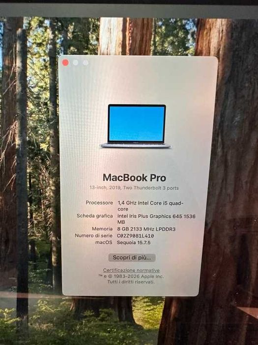 Apple MacBook Pro 13 2019, 256GB SSD 8GB Ram Bateria 100% praticamente nunca usado