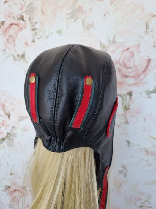 Skórzana czapka pilotka