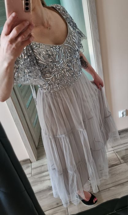 Amelia Rose Sukienka Wieczorowa cekiny siatka L XL