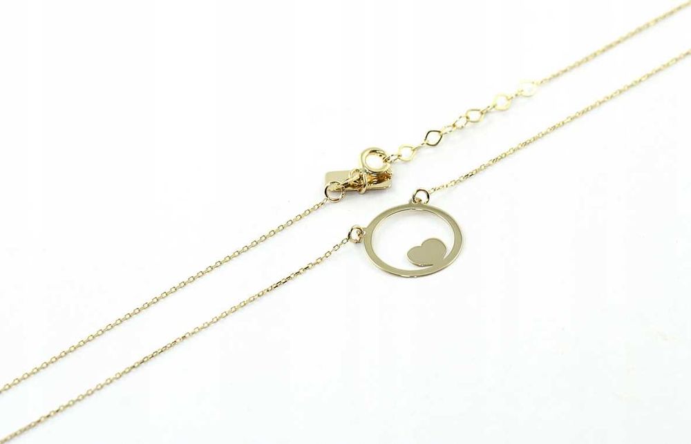 Złoty  łańcuszek CELEBRYTKA CHOKER SERCE złoto pr. 585 na prezent