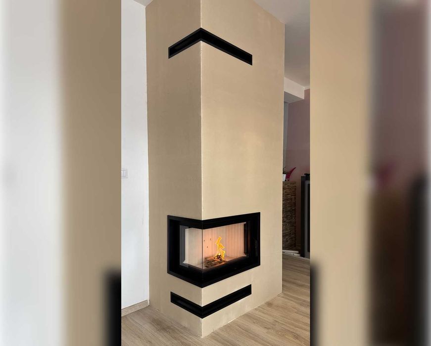 Kominek narożny w zabudowie z wkładem FLOKI S 10 Lat GWARACJI Opole