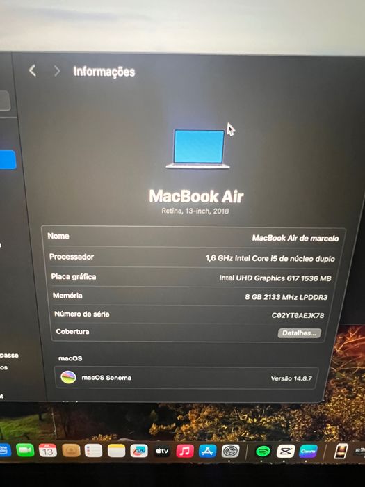 MacBook Air Retina, 13 polegadas 2018 8GB RAM, 128GB SSD negociável