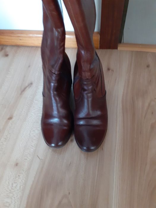 Kozaki skórzane brązowe