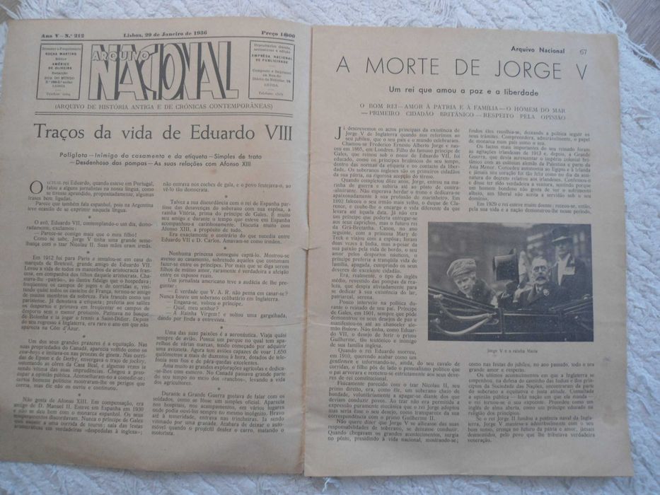 Revista Arquivo Nacional nº 212, ano V, 29/1/1936