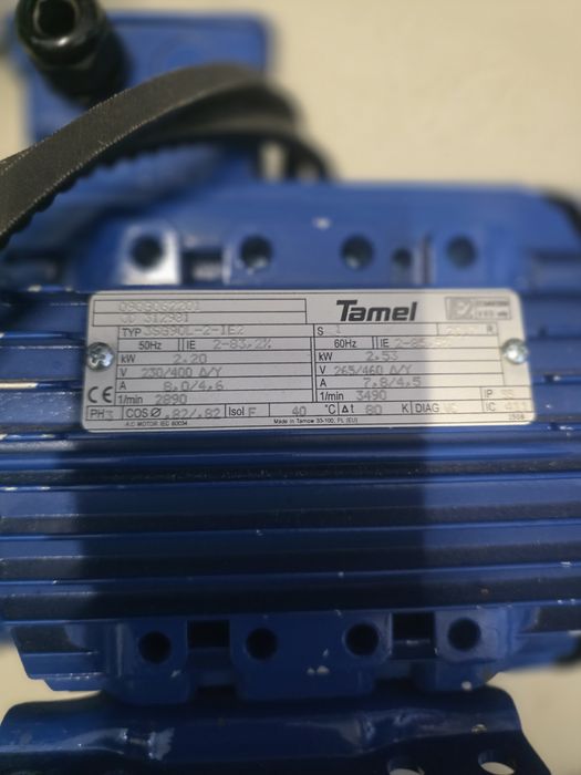 Silnik 2,2 kW 2890 obr. TAMEL 3-fazowy + Koło Pasowe SPZ TaperLock