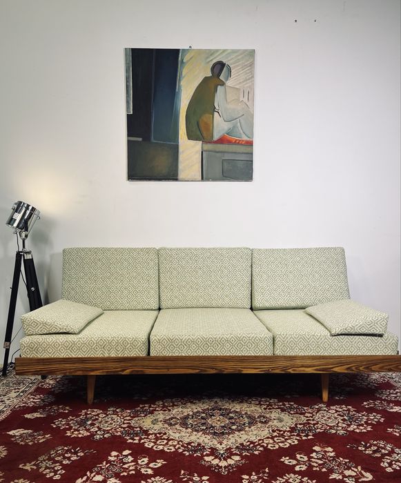 Kanapa PRL Tatra rozkladana mid moder century lata 60 dąb mat retro