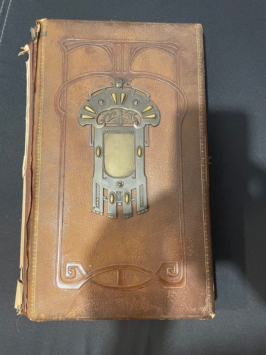 Stary ogromny album na zdjęcia cdv gabinetowe secesja