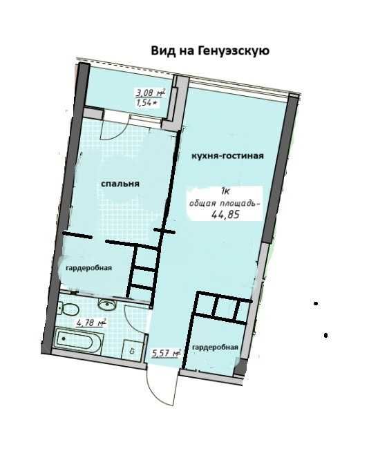 1-комнатная квартира по адресу ул. Солнечная (площадь 45 м²) - Atlanta.ua - фото 17