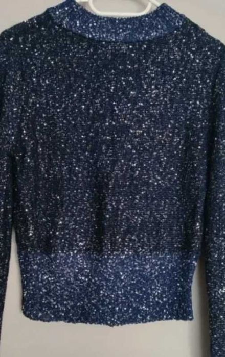Elegancki granatowy sweter w cekiny H&M