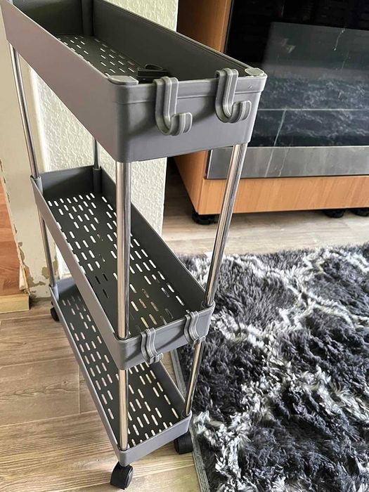 Wózek na kółkach 3 półki do kuchni łazienki szary NOWY