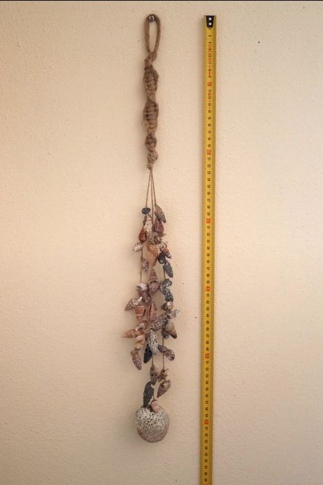 Pendente, decoração de parede macrame búzios conchas