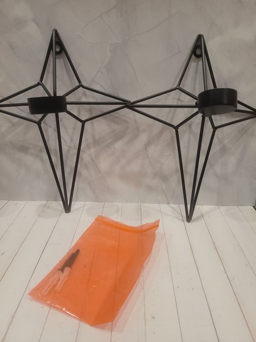 Świeczniki ścienne loft industrial czarne metalowe komplet 2 szt