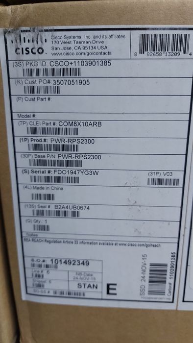 Cisco RPS 2300 (PWR-RPS2300) + PSU 750W (C3K-PWR-750WAC) — NOVO