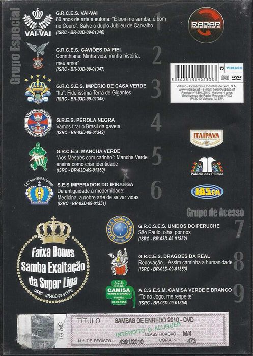 Sambas de Enredo 2010 (DVD + CD)