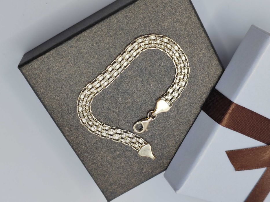 NOWA Złota Bransoletka Siatka 17cm / Złoto 585