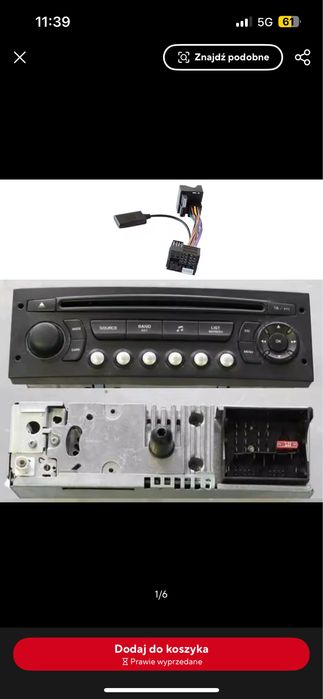 Odbiornik audio bluetooth do samochodu 5.0, RD4, moduł AUX Peugeot.