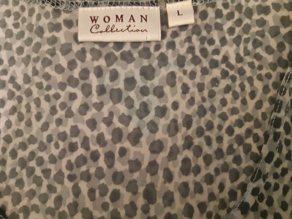 Damska bluzka z krótkim rękawem, panterka, Woman Collection, rozm. L