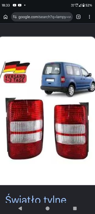Lampy tył VW caddy