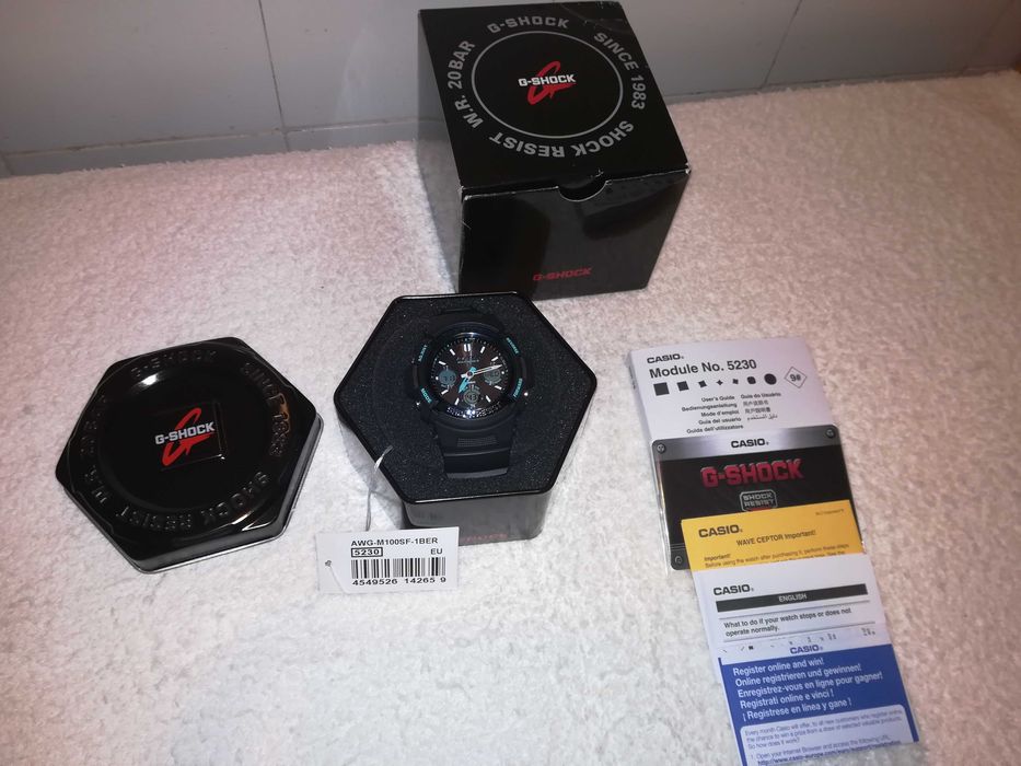 casio g-shock awg-m100sf-1ber solar (relógio)