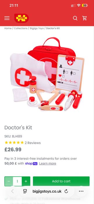 Деревʼяний набір лікаря для дітей Bigjigs Toys Англія