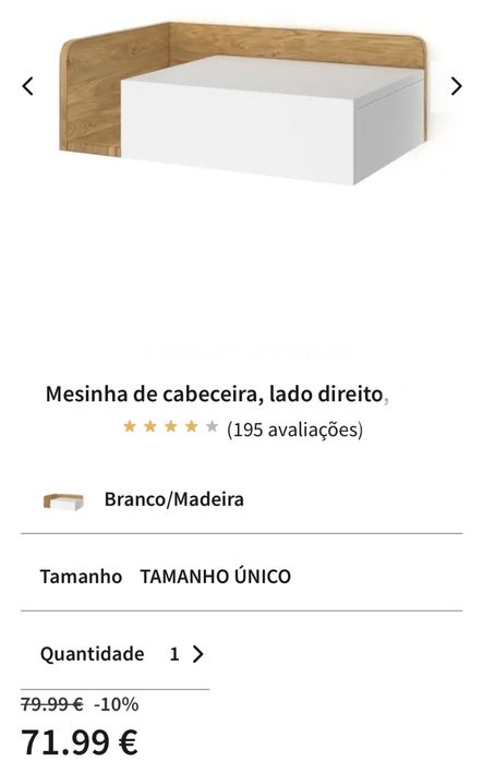 Mesa de cabeceira suspensa