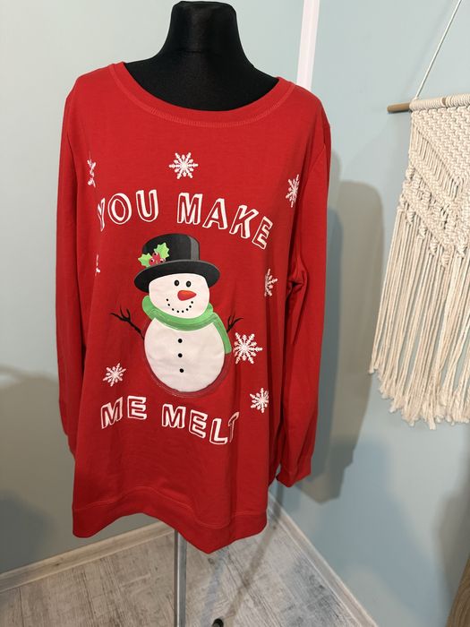 Czerwona bluza You Make Me Melt Bałwan F&F święta wigilia , XXL / 3XL