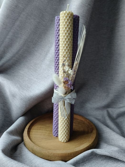 Стрітенські свічки. Свічки з вощини з декором