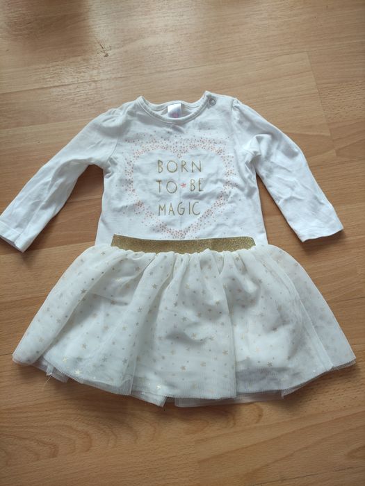 Komplecik biały w gwiazdki r.74