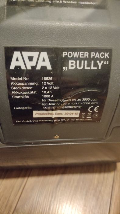 Apa bully power pack urządzenie rozruchowe  - nie ładuje