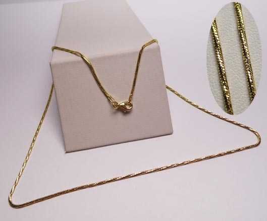 Łańcuszek okrągła diamentowana linka żyłka srebro złocone 48 cm.