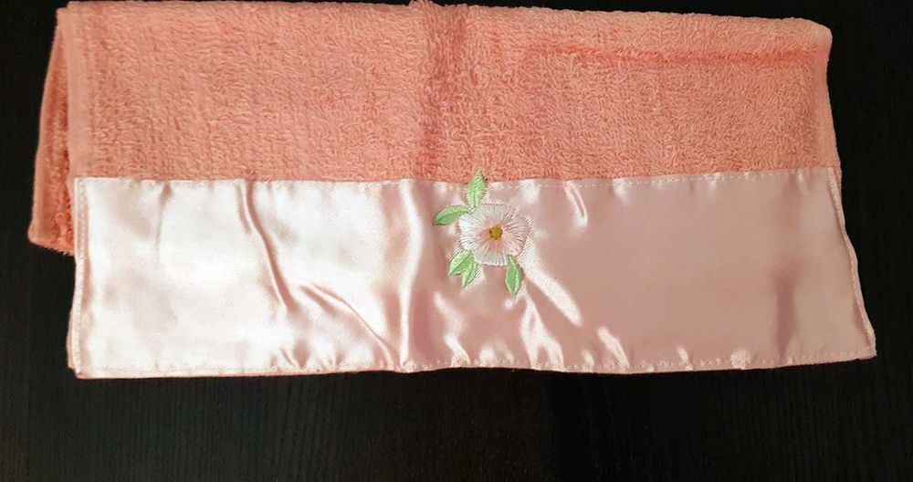 Jogo de toalhas de banho de algodão rosa com bordados (5 peças)