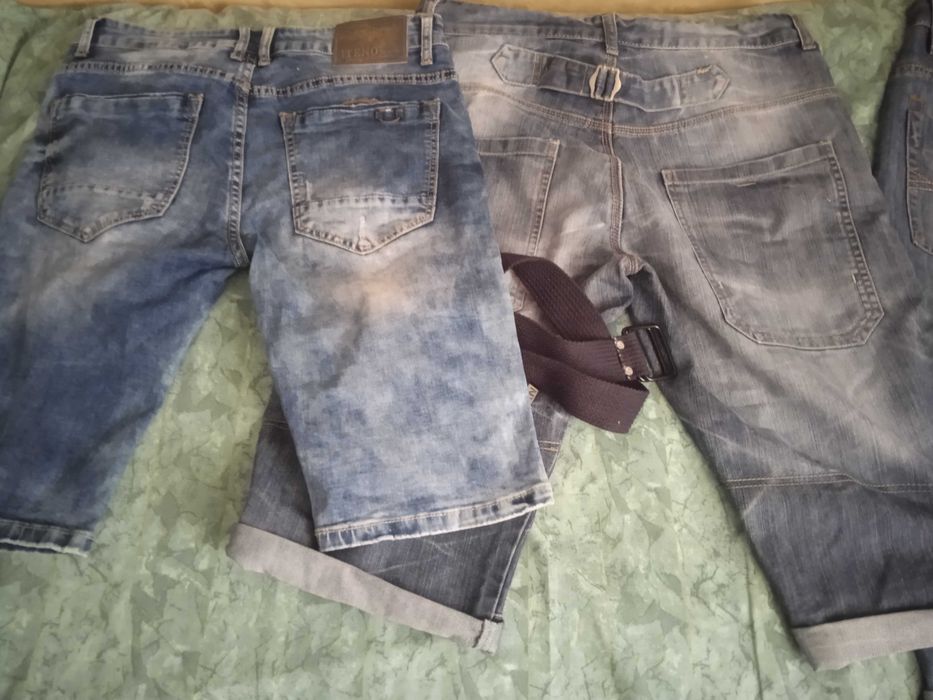 3 pary spodenki męskie jeans pas ok 80