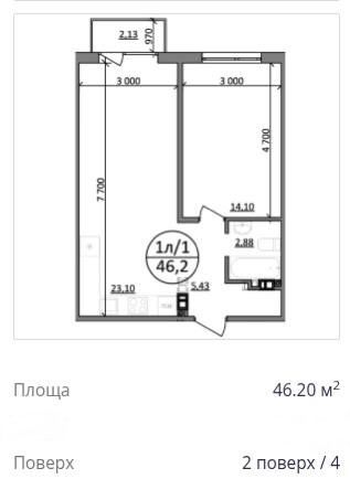 Продаж 1к квартири в 2 будинку, ЖК Парксайд