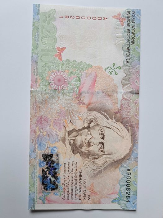 Banknot Jan Krzeptowski "Sabała" - PWPW